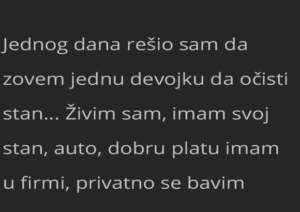 Jednog dana rešio sam da zovem jednu devojku da očisti stan…