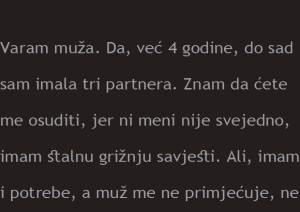 Ispovest- varam muža